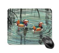 Chinese Style Mandarin Ducks Mouse Pad Square Mice Mat Waterproof Computer Mousepad with Non-Slip Rubber Base Wireless Mice Pad for Laptop Office Home Personalized Gaming Mousepad 20 * 25cm