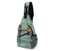 Chinese Style Mandarin Ducks Sling Bag with Rfid Blocking Causal Mens Crossbody Bag Lightweight Chest Pack Large Man Purse Travel Crossbody Backpack Shoulder Sling Backpack for Hiking Running Cycling