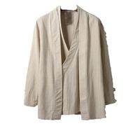 Chinese Style Men Linen Hanfu Cardigan Tops Tea Kung Fu Shirts Japanese Kimono Jackets Coats Robe Oriental Clothing Linen XL