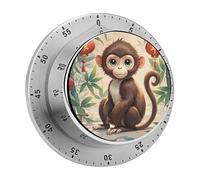 Chinese Style Monkey Kitchen Timers for Cooking Visual Timer Stainless Steel Magnetic Timer with Alarm Cooking Timers for Baking, Exercise, Sports, Study & Outdoor Use