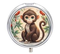 Chinese Style Monkey Pill Box Cute Medicine Organizer Travel Pillbox Waterproof Portable Pill Container Holder to Hold Vitamins Medication Fish Oil and Supplements