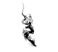 Chinese Style Mountain And Dragon Herbal Tattoo Sticker, Semi-permanent Non-reflective, Waterproof, Long-lasting 2 Weeks, Fake Tattoos