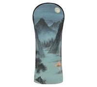 Chinese Style Mountain Blue Black Golf Cover Set Premium Leather Headcovers with Number Tags Designed to Fit All Woods and Drivers 1 Pcs