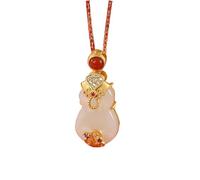 Chinese Style Necklace,S925 Silver Gold-Plated with Natural Hetian White Jade Cheongsam Necklace Pendant for Women Yoga Genuine