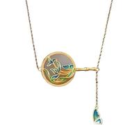 Chinese Style Necklace,S925 Silver Gold-Plated with Natural Orchid Tassel Necklace Pendant for Women Yoga Genuine