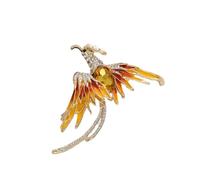 Chinese Style Nine Heaven Phoenix Brooch Vintage Enamel Gradient Rhinestone Pin Unisex Accessory