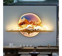 Chinese Style Outdoor Landscape Wall Lamps Contemporary Waterproof Art Creative Circle Mural LED Electric Balcony Hallway Courtyard Garden Villa Gate Decoration Light (D L120CM Electric)