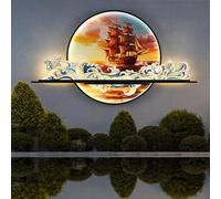 Chinese Style Outdoor Landscape Wall Lamps Contemporary Waterproof Art Creative Circle Mural LED Electric Balcony Hallway Courtyard Garden Villa Gate Decoration Light (F L105CM Electric)