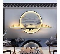 Chinese Style Outdoor LED Wall Lamp Electric Waterproof Art Creative Contemporary Landscape Mural Balcony Hallway Courtyard Garden Villa Gate Wall Lights (B L120CM Electric)