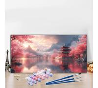 Chinese Style Paint by Numbers for Adults Beginners, Paint by Numbers Drum Tower Colored Canvas Drawing, Easy Arts and Crafts for Adults Oil Painting Kit for Relax Christmas Room Decor 40x70CM G8-966