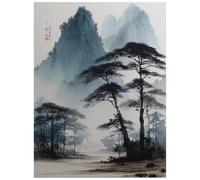 Chinese Style Paint by Numbers for Adults Landscape Canvas for Painting by Numbers for Adults 20x28In, Paintings Canvas Wall Art Supplies with Acrylic Paint Set Brush, Room Decor Gifts 8YH-6934