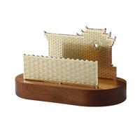 Chinese Style Paper Towel Holder - Solid Black Walnut Metal Napkin Rack - Handcrafted Vertical Tissue Dispenser Tissue Box(Gold 1)