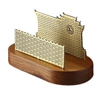Chinese Style Paper Towel Holder - Solid Black Walnut Metal Napkin Rack - Handcrafted Vertical Tissue Dispenser Tissue Box(Antique Bronze 1)