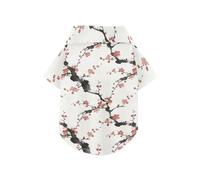 Chinese Style Plum Blossom Summer Dog Shirt Vest Button Up Lightweight and Breathable Short Sleeve Pet T-Shirt Puppy Clothes Perfect for Everyday Wear, and Photoshoots XL