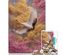 Chinese Style Red-crowned Crane JigsawPuzzle 1000 Pieces for Adults,Toys Educational Games Stress Relieving Suitable for Desktop Decoration (38x26cm)