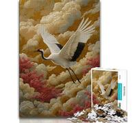 Chinese Style Red-crowned Crane Jigsaws Puzzles 1000 Pieces for Adults Gifts,Staycation Kill Time Every Piece Is Unique - Challenging Family Fun Game 38x26cm