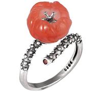 Chinese style retro ring S925 Vintage Woman Red Agate Lotus Opening Adjustable Ring Lotus Red Lotus