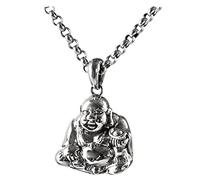Chinese Style S925 Silver Ethnic Style Maitreya Buddha Always Smiling Open Silver Pendant, LJBLEUSK