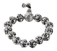 Chinese Style Silver Bracelet Sterling Silver Jewellery Vintage Thai Silver Buddhist Mantra Pearl Lucky Bracelet Men's Rosary Bracelet, LJBLEUSK
