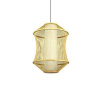 Chinese Style Simple Lantern Shape Bamboo Pendant Lighting, Creative Southeast Asian Rural Style Rattan, with Imitation Parchment Lampshade Hanging Lamps, Hand-Woven Lighting Device