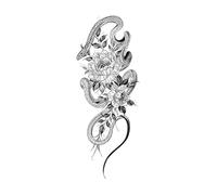 Chinese-style Snake Entwined With Peony Herbal Tattoo Sticker, Semi-permanent Non-reflective, Waterproof, Long-lasting 2 Weeks, Fake Tattoos(2pcs)