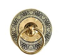 Chinese Style Solid Brass Door Handle, Antique Round Pull Ring, Pure Copper Gate for Traditional Doors(Brass,18cm(755g))