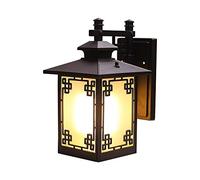 Chinese Style Square Outdoor Waterproof Aluminum Frosted Glass Wall Lamp Japanese-Style Simple Antique Vintage Brown Villa Porch Garden Patio LED Wall Light E27 Decoration Lantern Wall Sconce needed