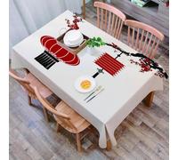 Chinese Style Tablecloth Rectangular 150x300 cm - Extra Large 3D Printed Asian Oriental Pattern Table Cover and Table Cloth - Wipe Clean Waterproof Polyester Fabric for Garden, Kitchen, Party 4047v