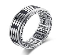 Chinese Style Taoist Bagua Titanium Ring, Rotating Anxiety Relief Ring