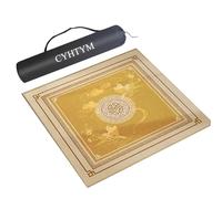 Chinese Style Thick Anti Slip Mahjong Mat, Comes with a Black Storage Bag, Foldable Table Mat(Yellow,85cm/33.4")