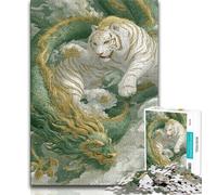 Chinese Style Tiger Jigsaws 1000 Pieces for Adults,Challenging To Complete But Fun And Humorous Educational Game for Birthday 38x26cm