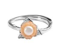 Chinese Style Vintage S 925 Silver Ring Women'S Open Inlay Purple Shell Pearl Fashion Creative Gift Personality Trend Temperament Elegant