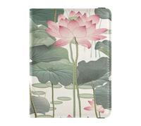 Chinese Style Water Lily Leather Passport Holder Cover Passport Case Badge ID Vaccine Card Holder Wallet Ultra Slim, Chinese Style water lily, One Size