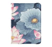 Chinese Style Water Lily Leather Passport Holder Cover Travel Passport Wallet With Vaccination Card Slot Passport Holder Lightweight, Chinese Style water lily, One Size