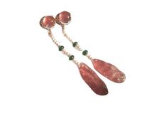 Chinese style watermelon crystal water drop pendant earrings, new spring and summer style, high-end ancient and national style earrings.