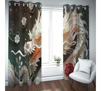 Chinese Style Window Curtain Panels Flowers and Dragons Thermal Insulated Curtains for Living Room Study Room Lounge Extra Long White W42xL84in 2 Panels