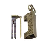Chinese Style Zinc Alloy Retro Key Padlock, Antique Vintage Copper Lock for Wooden Box Suitcase Drawer, Decorative Security Latch with Keys, Bronze Finish, 42x18mm