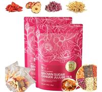 Chinese Sugar Brown Ginger Tea,Velutra Chinese Brown Sugar Ginger Tea, Instant Black Sugar Ginger Jujube Tea Cubes with Red Ginseng Black Sugar Ginger Tea,Velutra Tea,Improve Sleep (2)