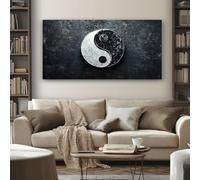 Chinese Tai Chi Wall Art for Living Room 80x120 cm Large Asian Symbol Wall Pictures Decoration, Modern Abstract Paintings for Bedroom Office Home, With Frame