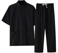 Chinese Tai Uniform Traditional Uniform Training Cloth with Pants Taichi Performance Suit Set Kung Fu Shirt Morning Exercise Clothes for Men Women A,3XL