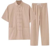 Chinese Tai Uniform Traditional Uniform Training Cloth with Pants Taichi Performance Suit Set Kung Fu Shirt Morning Exercise Clothes for Men Women C,M