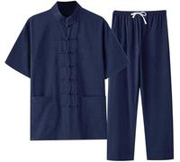 Chinese Tai Uniform Traditional Uniform Training Cloth with Pants Taichi Performance Suit Set Kung Fu Shirt Morning Exercise Clothes for Men Women E,XXL