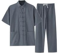 Chinese Tai Uniform Traditional Uniform Training Cloth with Pants Taichi Performance Suit Set Kung Fu Shirt Morning Exercise Clothes for Men Women D,5XL