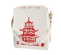 Chinese Takeout Purse for Women Tower Print PU Leather Shoulder Bags Square Girl Crossbody Bags Unique Purses with Chain Strap for Girl Shopping Work Appointment WhitePurse