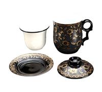 Chinese Tea Cup|Tea Cup with Infuser and Lid 360ml Ceramic Chinese with Saucer Coffee Mug Loose Leaf Teacup Brewing System for Home Office