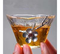 Chinese Tea Set, Bowls, Heat Resistant Tea Cup with Coaster Tin Plum Flower Cuptransparent Teacup Small Bowl Japanese Style Master(Multicoloured)