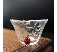 Chinese Tea Set, Bowls, Heat Resistant Tea Cup with Coaster Tin Plum Flower Cuptransparent Teacup Small Bowl Japanese Style Master(1)