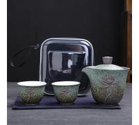 Chinese Tea Set,Chinese Ceramic Tea Cup, Lotus Kung Fu Travel Tea Set Ceramic Teapot Teacup Gaiwan Porcelain Teaset Kettles Teaware Sets Drinkware Tea Ceremony Teapot (Color : Green)