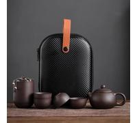 Chinese Tea Set,Chinese Ceramic Tea Cup, Purple Sand Tea Cups Ceramic Portable Teapot Set Outdoor Travel Gaiwan Tea Cups of Tea Ceremony Teacup Fine Gift Kung Fu Tea Set Teapot (Color : B)