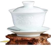 Chinese Tea Set, Kung Fu Tea Set Covered Bowl Cup Chinese Ceramics Cover Cups Traditional Celadon Saucer Ceremony Teaware Accessories Single(E 9.2x7.8cm 130ml)